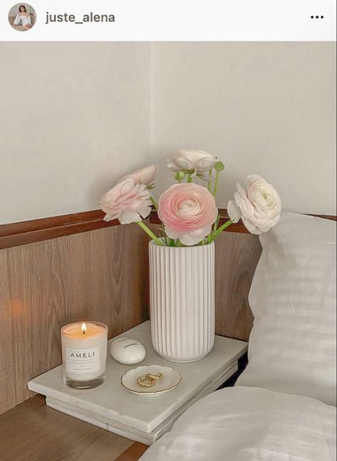 Apartment Aesthetic Bedroom, Chanel Interior, Warm Apartment Aesthetic, Candle Bedroom, Warm Apartment, Cream And White Bedroom, Bed Aesthetic, Cute Bedroom, Bedroom Candles