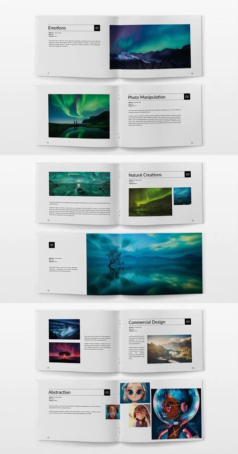 Magazine Layout Design Horizontal, Brochure Picture Layout, Landscape Editorial Design, Landscape Graphic Design Layout, Horizontal Booklet Design, Horizontal Page Layout Design, Horizontal Magazine Layout, Landscape Book Design, Horizontal Brochure Design