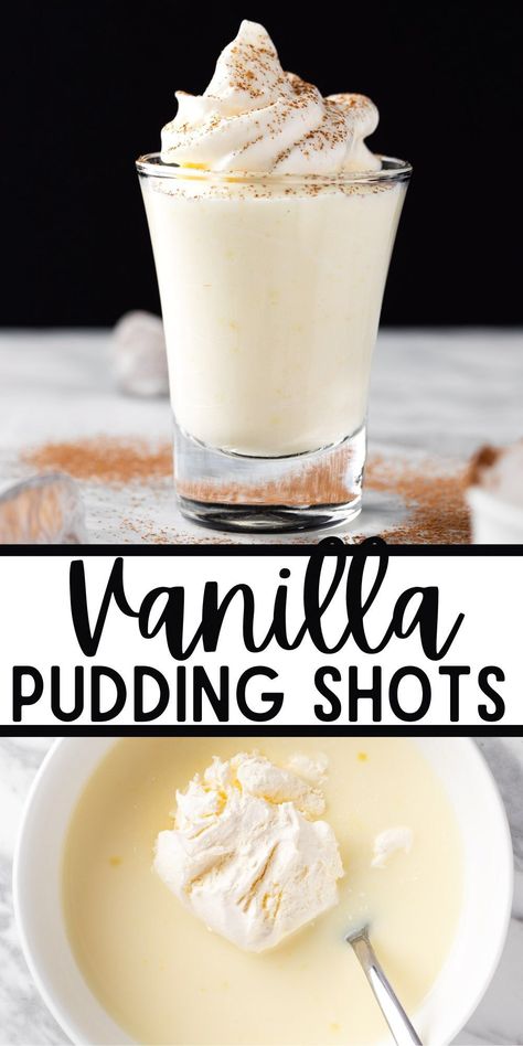 Disaronno Pudding Shots, Pudding Shots Non Alcoholic, Vanilla Pudding Shots With Vodka, Vanilla Pudding Shots Recipes, White Pudding Shots, Pudding Shots In Syringes, Easy Alcohol Dessert Recipes, Malibu Pudding Shots, Moonshine Pudding Shots