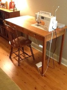 Diy Sewing Machine Table, Sewing Table Diy, Sewing Machine Table Diy, Sewing Tables, Diy Sewing Table, Sewing Desk, Sewing Room Inspiration, Sewing Machine Tables, Sewing Machine Cabinet