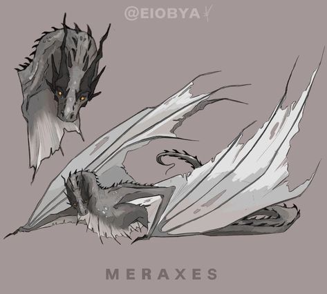 | Meraxes - the silver conqueror. [i cant look at my original Meraxes - its just way too ugly, I'm still not 100% happy with her but its… | Instagram Wyvern Oc Art, Targaryen Dragons Oc, Hotd Dragon Ocs, Wyvern Art, Targaryen Dragons, Dragon Fanart, Got Dragons, Dragon Tales, Monster Drawing