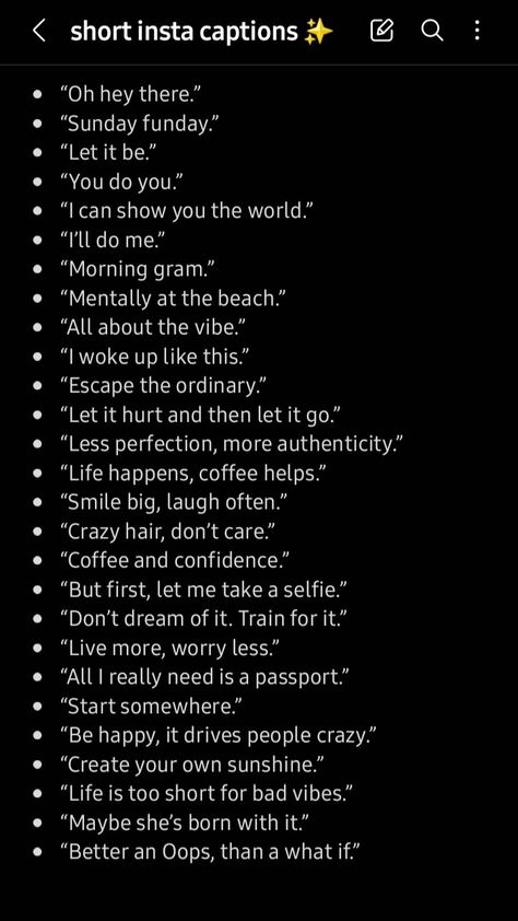 captions for instagram
short captions
caption ideas for instagram
caption ideas
funny captions Short And Simple Captions, Short Questions For Instagram, Short Captions For Snapchat Selfies, Black Nd White Captions For Instagram, Aesthetic Bio For Artist, Pretty Day Captions, Sunday Short Caption, Caption On Hair For Instagram, Interesting Captions For Instagram