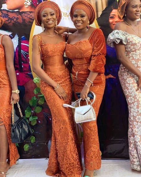 Nigerian Party Dresses, Nigerian Party, African Bridesmaid Dresses, Nigerian Dress, Stylish Naija, Ankara Dress Styles, Types Of Lace, Aso Ebi Styles, Asoebi Styles