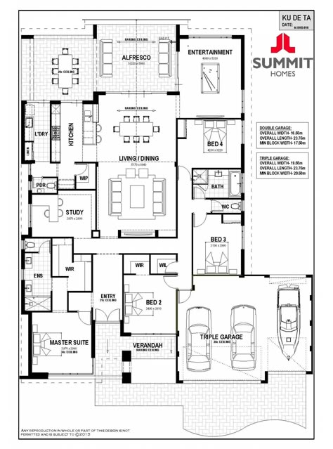 The Ku De Ta Display Home by Summit Homes - newhousing.com.au Summit Homes, 5 Bedroom House Plans, Design Floor Plans, 4 Bedroom House Plans, Floor Plan 4 Bedroom, Home Design Floor Plans, House Construction Plan, House Plan Ideas, 5 Bedroom House