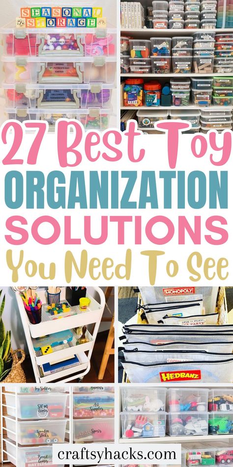 Toy Storage Ideas Playroom Organization Art Supplies, Storage Off Floor, Diy Car Storage For Kids, Storage Ideas For Small Toys, Diy Dollar Tree Toy Storage Ideas, Small Parts Toy Storage, Toy Storage Small Apartment, Sensory Toy Storage, K'nex Storage Ideas