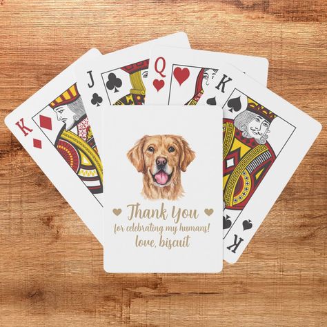 Dog Wedding Favor Playing Cards Watercolor Goldendoodle, Golden Retriever Wedding, Adorable Golden Retriever, Gold Font, Dog Wedding, Goldendoodle, Wedding Favor, Wedding Favors, Art Girl