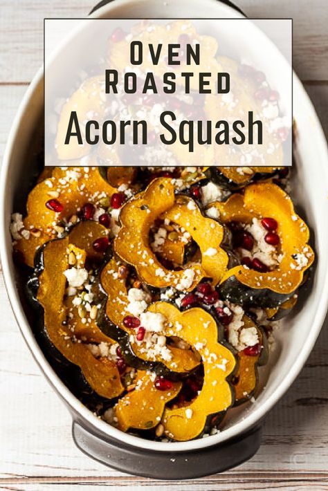 55 minutes · Vegetarian Gluten free · Serves 12 · This tasty and healthy oven roasted acorn squash is a great side dish to serve at the holidays and is filled with flavors everyone will love. Acorn Squash Roasted, Crockpot Side Dishes, Roasted Acorn Squash, Farmers Cheese, Best Oven, Roasted Squash, Toasted Pine Nuts, Acorn Squash, Quick Weeknight Meals