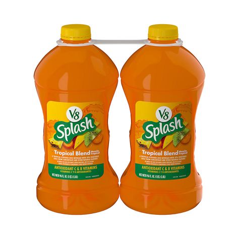 Made in USA V8 Splash Tropical Fruit Blend Flavored Beverage is a refreshing thirst-quencher for the whole family. Made with 10% carrot juice from concentrate along with other natural flavors, this tropical V8 juice makes delicious adult's and kids drinks. V8 Splash is gluten free and contains antioxidants vitamin C and B vitamins. Serve this fruit juice beverage anytime you need refreshing drinks, whether you're hosting a birthday party, having friends over for a summer BBQ or simply enjoying the sunshine on your front porch. This V8 juice also adds a tropical twist to your favorite smoothies. V8 Splash juices for kids taste best when chilled before serving. Keep the V8 juice refrigerated, and enjoy it within 14 days after opening.  Product Features:  * Two 96 fl. oz. bottles of V8 Splash V8 Juice, Kids Drinks, Best Freeze Dried Food, Kids Juice, Kid Drinks, Fruity Drinks, Tropical Twist, Freeze Drying Food, B Vitamins