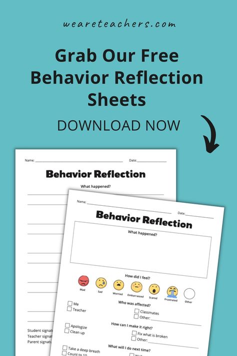 With our behavior reflection sheets, you get six different options of this tool for correcting undesired behaviors. Think Sheets For Behavior Free Printable, Behavior Think Sheet Free Printable, Behavior Reflection Sheet Kindergarten, Restorative Behavior Reflection Sheets, Behavior Reflection Sheet Elementary, Study Skills Activities, Study Skills Worksheets, Behavior Sheet, Behavior Reflection Sheet