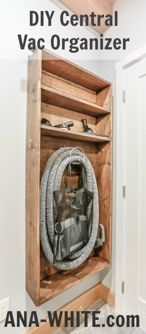 Hose Storage Ideas, Diy Locker, Central Vacuum System, Hose Hanger, Laundry Room Doors, Organizer Diy, Hose Storage, Vacuum Storage, Central Vacuum