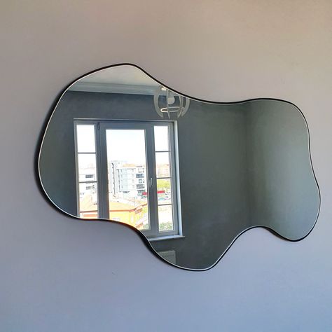 Living Room Wall Mirror, Room Wall Mirror, Blob Mirror, Wall Mirror Decor, Fancy Mirrors, Trendy Mirrors, Wavy Mirror, Modern Mirrors, Mirror Wall Living Room