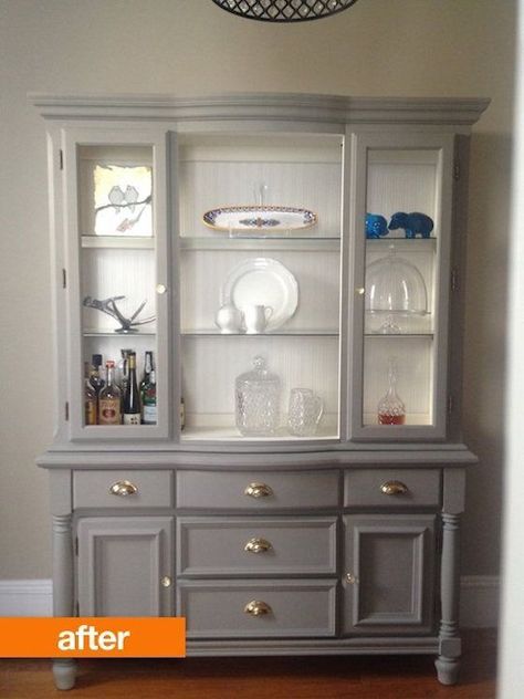 After Hutch Painted China Cabinets, Redo Cabinets, Apartment Chic, Furniture Rehab, Cabinet Makeover, Refurbished Furniture, Furniture Restoration, Paint Furniture, Flipping Furniture