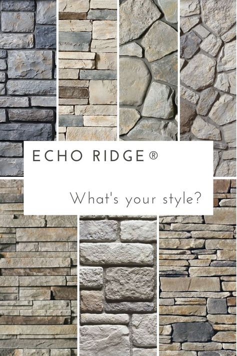 Stone Colors For Fireplace, Echo Ridge Pro Fit Alpine Ledgestone, Fieldstone Veneer Exterior, Echo Ridge Country Ledgestone Fireplace, House Finishing Ideas Exterior, Country Ledgestone Echo Ridge, Types Of Stone Exterior, Exterior Stone Veneer Ideas, Echo Ridge Dressed Fieldstone