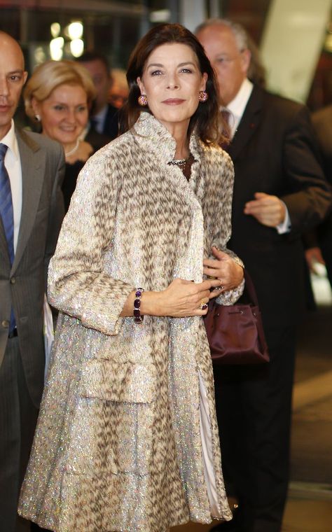 50+ Photos of Princess Caroline of Monaco's Style — Princess Caroline's Best Fashion Moments Alexandra Of Hanover, Caroline Von Monaco, Grace Caroline, Monaco Style, Carole Bouquet, Caroline Monaco, Pauline Ducruet, Black And White Coat, Andrea Casiraghi