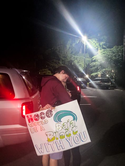 How To Ask A Guy To A Dance, Baja Blast Hoco Proposal, Funny Hoco Posters, Asking To The Dance Posters, Dance Posters High School, School Dance Posters, Dance Sign Ideas, Dance Asking Posters, Cute Sadie’s Dance Posters