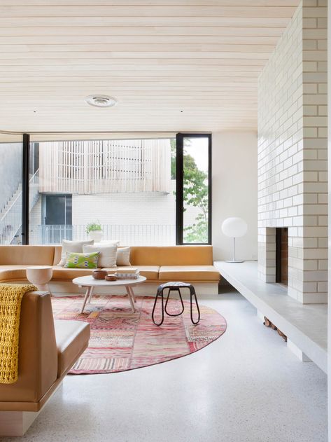 Best of Est 2018: Top Ten Australian Designers Wood Paneling Living Room, Clare Cousins, Low Ceiling Lighting, White Wood Floors, Living Room Wood Floor, Farmhouse Side Table, Bedroom Fireplace, Terrazzo Flooring, Ceiling Lights Living Room