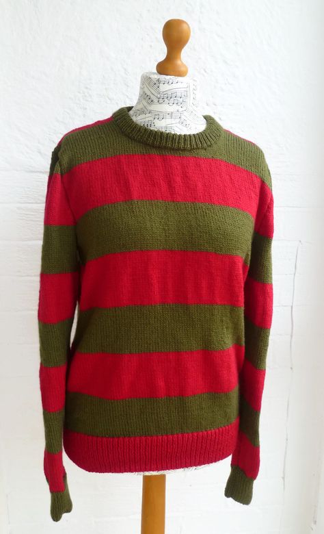 Freddy Krueger Movie, Freddy Krueger Sweater, Knit Halloween, Halloween Jumper, New Nightmare, Cheap Costumes, Cheap Halloween, Mens Pullover, Pullover Sweater Men