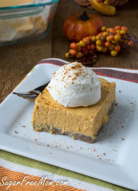 no bake pumpkin cheesecake3 (1 of 1) Sugar Free Pumpkin Cheesecake, Carb Free Desserts, Splenda Recipes, No Bake Pumpkin, Bake Pumpkin, No Bake Pumpkin Cheesecake, Pumpkin Cheesecake Recipes, Postre Keto, Gluten Free Cheesecake