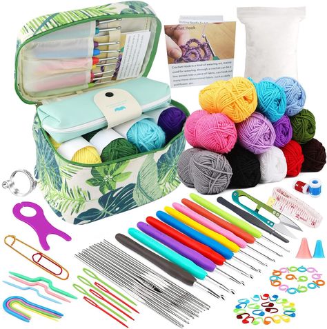 95 PCS Crochet Kit for Beginners Adults, Beginner Crochet Kits Include Instruction, Crochet Yarn, Ergonomic Crochet Hooks, Lace Steel Needles, Crochet Bag etc, Crochet Starter Kit for Beginners Kids Crochet Beginners, Travel Knitting, Crochet Kits, Ergonomic Crochet Hook, Crochet Supplies, Beginner Crochet, Crochet Kit, Weaving Art, Amazon Com