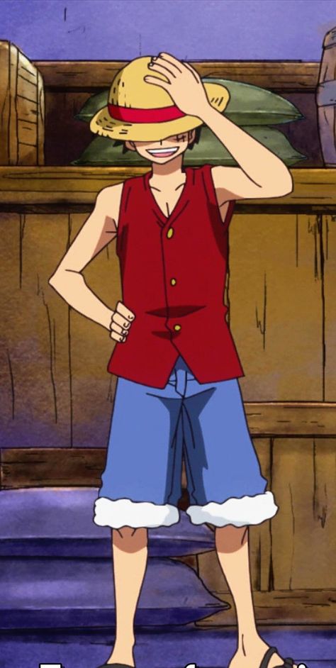 Luffy Full Body Pic, Luffy Standing, One Piece Intro, Picnic Drawing, Cosplay Luffy, Luffy Outfits, Luffy Drawing, Luffy Cosplay, One Piece Logo