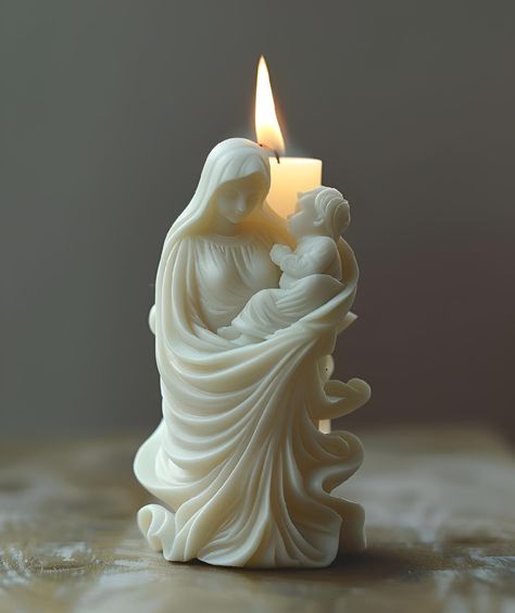 Immerse in the serene beauty of this intricately carved candle depicting a mother tenderly holding her child. Feel the warmth and love radiate from its gentle glow. Save & follow for more divine inspiration! "He will cover you with his feathers, and under his wings you will find refuge." - Psalm 91:4  #JesusVerse #ChristianArt #InspirationalDecor #FaithandLove #Psalm914 #MotherandChild #SpiritualWarmth #DivineInspiration Jesus Candle, Jesus Candles, Feather Candle, Carved Candle, Psalm 91 4, Under His Wings, Sell Photos, Psalm 91, Photo Candles