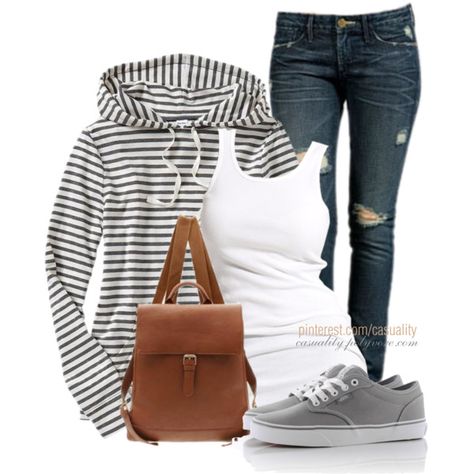 "Old Navy Striped Hoodie & Sneakers" by casuality on Polyvore Striped Hoodie Outfit, Hoodies Outfit, How To Have Style, Looks Jeans, The Cardigans, Romy Schneider, Striped Hoodie, Hoodie Outfit, Look At You