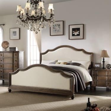 Acme Furniture Baudouin Panel Bed | Hayneedle Wood And Upholstered Bed, California King Bed Frame, Matching Case, Eastern King Bed, King Upholstered Bed, Queen Upholstered Bed, Bed Wood, Beige Bed, Standard Bed