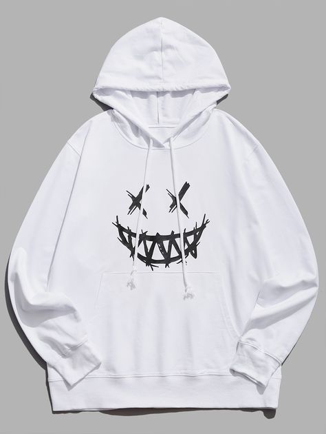 Happy Face Graphic Pouch Pocket Casual Hoodie  BLACK WHITE YELLOW , #Sponsored, #Pouch, #Pocket, #Graphic, #Happy, #Face #Ad Daily Street Style, Cheap Sweatshirts, Face Graphic, Stylish Hoodies, Hoodie White, Kangaroo Pocket Hoodie, Pocket Hoodie, Funny Hoodies, Latest Mens Fashion