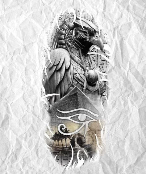 Horus Egyptian God Tattoo, Pyramids Tattoo Design, Egypt God Tattoo, Gods Of Egypt Tattoo Design, Ra God Egypt, Ra Tattoo Egyptian, Horus Tattoo Egyptian, Ra Tattoo Design, Egyptian Pyramid Tattoo