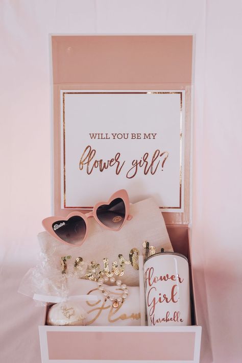 Gifts For Ring Bearer, Flower Girl Proposal Ideas, Ring Bearer And Flower Girl, Bridesmaid Proposal Diy, Ring Bearer Proposal, Bridesmaid Brunch, Flower Girl Proposal, Bridal Boxes, Asking Bridesmaids