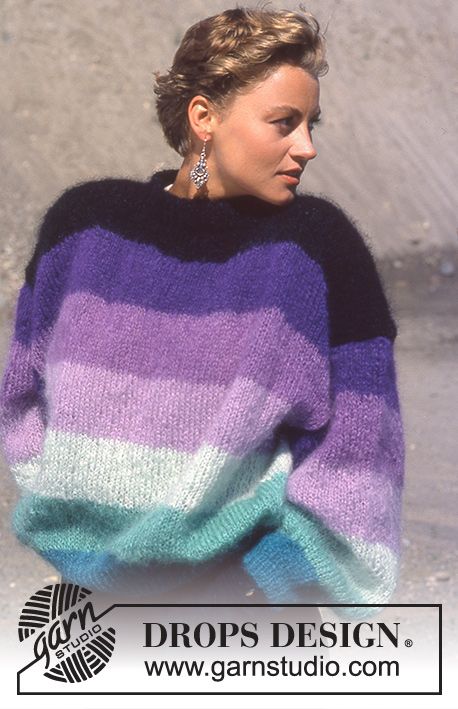 Midnight Hues / DROPS 16-12 - Free knitting pattern Mohair Pattern, Magazine Drops, Mohair Jumpers, Knit Cardigan Pattern, Jumper Patterns, Color Lila, Mohair Sweater, Cardigan Pattern, Sweater Knitting Patterns