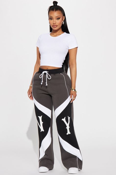 Available In Charcoal/combo. Wide Leg Pant Drawstring Pockets Front Screen Color Block Print Disclaimer: Due To The Specialized Screen Printing Process A Difference In Saturation May Occur. Each Garment Is Unique. 50% Cotton 50% Polyester Imported | Ride For My City Wide Leg Pant in Charcoal size XS by Fashion Nova Fashionnova Outfit Ideas, Swag Fits, Dynasty Outfits, Sweater Outfits Men, Free Pants, Kardashian Outfit, Urban Fashion Trends, Fashion Nova Outfits, Effortlessly Chic Outfits