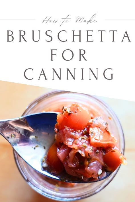 Want to make a delicious appetizer to add to your pantry? Here's a homemade bruschetta recipe for canning! Canning Bruschetta, Canning Relish, Homemade Chunky Salsa, How To Make Bruschetta, Mix Vegetable Recipe, Fried Chicken Breast Recipe, Homemade Bruschetta, Bruschetta Toppings, Canned Tomato Soup