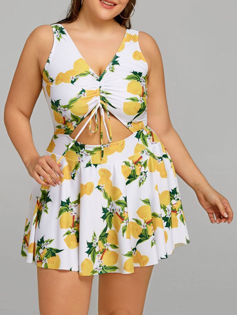 Lemon Plus Size Cutout Skirted One Piece Swimsuit , #Affiliate, #Cutout, #Size, #Lemon, #Swimsuit, #Piece #affiliate Lemon Orchard, Swimsuit Two Piece, Plus Size Swimsuit, Plus Size Tankini, Halter Swimwear, Trendy Bikinis, Plus Size One Piece, Swimwear Tankini, Monokini Swimsuits