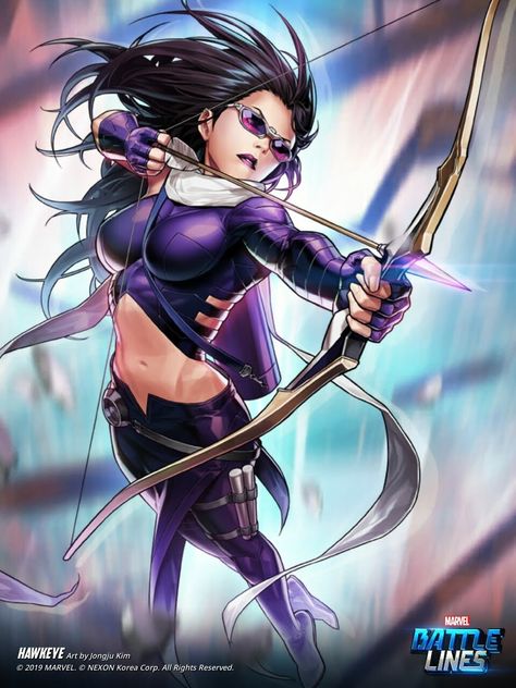 ArtStation - Marvel Battle Lines Artwork - Hawkeye (Kate Bishop), HAJE 714 Kate Bishop Comic, Bishop Marvel, Lines Artwork, Marvel Females, Hawkeye Kate Bishop, Hawkeye Clint Barton, Hawkeye Comic, Archer Characters, Kate Bishop Hawkeye