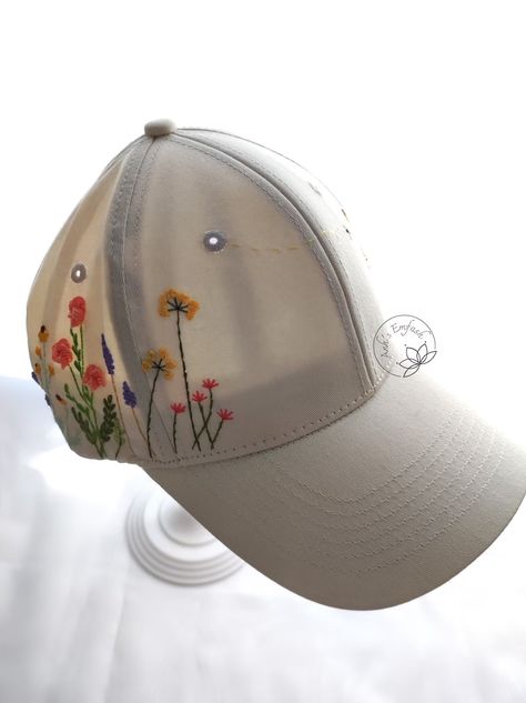 Ready for Shipping Hand Embroidered Wild Flower Khaki Cap - Etsy Vietnam Cap Embroidery, Embroidery Denim, Pretty Hats, Embroidery Caps, Denim Cap, Floral Hat, Embroidered Cap, Denim Hat, Floral Denim