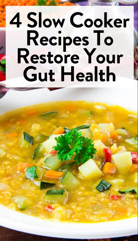 Gut Healthy Crockpot Recipes, Gut Healthy Crock Pot Meals, Vegan Recipes For Gut Health, Gut Healing Crockpot Recipes, Gut Health Soup Recipes, Soup Recipes For Gut Health, Gut Healthy Soup Recipes, Gut Health Diet Recipes, Plant Based Crockpot Recipes