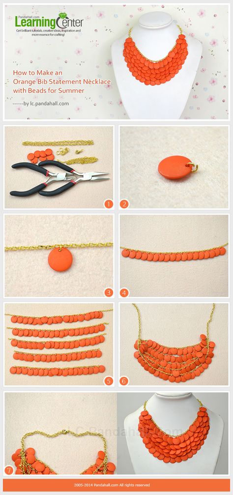 How to Make an Orange Bib Statement Necklace with Beads for Summer Pochette Diy, Double Horn Necklace, Necklace With Beads, Diy Collier, Black Gold Jewelry, Horn Necklace, Homemade Jewelry, Jewelry Making Tutorials, Jewerly Diy