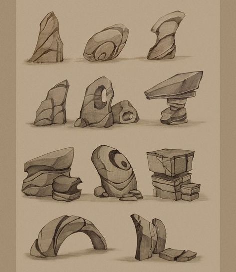 Rock Textures, Digital Painting Tutorials, Landscape Drawings, Fantasy Art Landscapes, Rock Design, Environment Concept Art, Environmental Art, Drawing Techniques, Magazine Design