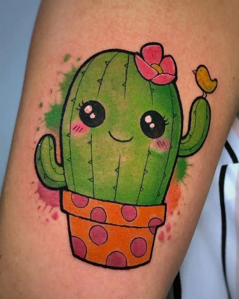 🔥 🔥 All the tattoo styles (+60), explained 🔥 🔥 Cartoon Cactus Tattoo, Minimal Tattoo Color, Cute Cactus Tattoo, Strong Female Tattoos, Small Cactus Tattoo, Tattoo Cactus, Blast Over Tattoo, Friends Tattoos, Hook Tattoos