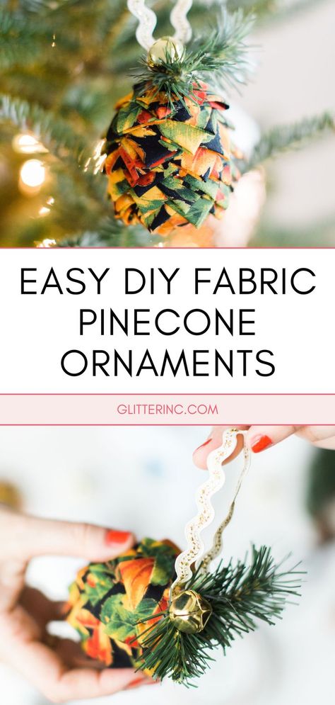 Add a rustic charm to your home with pine cone Christmas decorations this year. Create homemade pine cone ornaments using DIY fabric pine cone ornaments and get inspired by this fabric ornaments DIY free pattern. These Christmas fabric crafts are sure to bring a cozy, handmade feel to your holiday decor. Holiday Fabric Crafts, Pine Cone Ornaments, Cone Ornaments, Pine Cone Christmas Decorations, Pine Cone Christmas, Pinecone Crafts Christmas, Christmas Fabric Crafts, Diy Pinecone, Diy Fabric Crafts