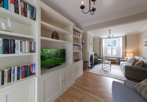 Double Reception Room, Terraced Cottage, Transitional Family Room, London Living Room, Stone Fireplace Surround, Victorian Living Room, Room London, Reception Room, Open Plan Living Room