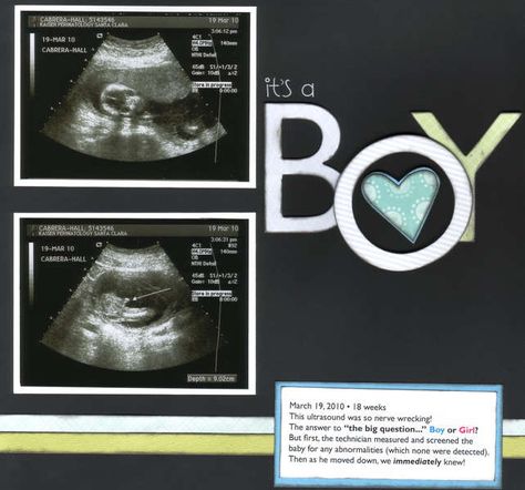 *It's a BOY! Ultrasound Scrapbook, Baby Boy Scrapbook Layouts, Mighty Mike, Pregnancy Scrapbook, Scrapbook Bebe, Baby Book Ideas, Baby Scrapbook Layouts, Baby Scrapbook Ideas, Scrapbook Gallery