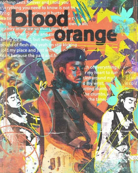 Blood Orange Aesthetic Artist, Blood Orange Poster, Blood Orange Artist, Music Magazine Design, Blood Orange Aesthetic, Orange Collage, Create A Business Logo, Music Poster Design, Dorm Posters