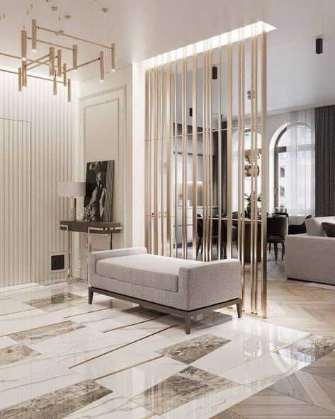 Wall Partition Design, Marble Flooring, Living Room Partition, Living Room Partition Design, Room Partition Designs, 아파트 인테리어, Partition Design, Living Room Design Decor, Room Partition