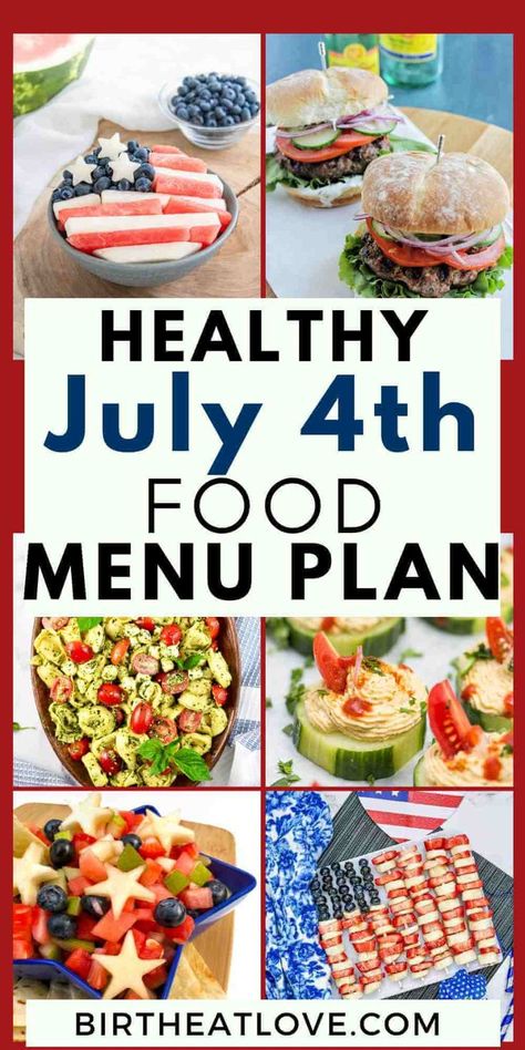 July 4th menu & meal planning for BBQ party! Here's what to serve for the 4th of July. Easy Fourth of July food recipes with all clean ingredients! Your family and kids will love these festive patriotic red white and blue recipes to celebrate Independence Day. Appetizer, sides, bbq grill meal ideas and healthy snacks for easy, fun 4th of July food. Healthy 4th Of July Food, Desserts To Feed A Crowd, July 4th Food, 4th Of July Food Ideas, July Food Ideas, 4th July Food, 4th Of July Food, Bbq Sides, Family Meal Planning