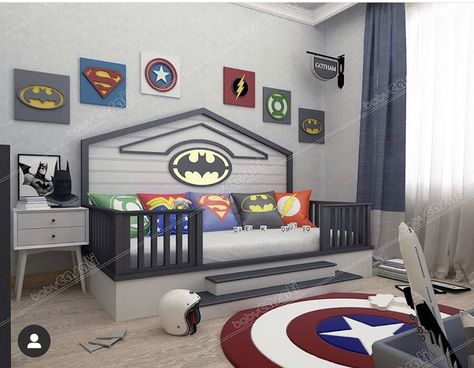 Indi Bedroom, Superhero Boys Room, Marvel Bedroom, Marvel Room, Colored Furniture, Boy Toddler Bedroom, Boys Bedroom Makeover, Deco Jungle, Kids Interior Design