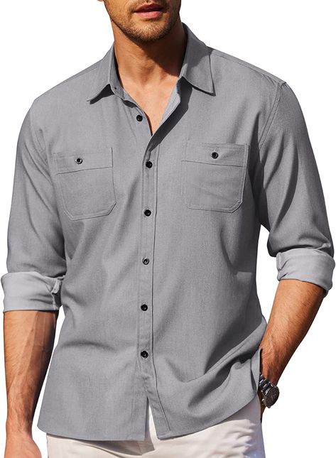 Casual Dress Shirt Men, Shirt Wrinkles, Guayabera Shirt, Casual Long Sleeve Shirts, Button Down Shirt Mens, Mens Hawaiian Shirts, Chambray Shirt, Long Sleeve Shirt Dress, Long Sleeve Casual