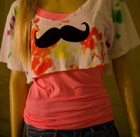 2014 Tumblr Aesthetic Outfits, 2011 Fashion Trends, Mustache Party, 2010s Fashion, 2011 Fashion, Tie Dye Crop Top, Tumblr Fashion, Crop Top Shirts, Western Outfits