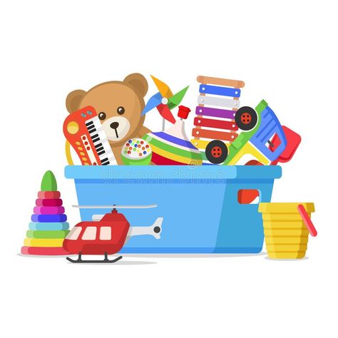 Box Drawing Art, Box Drawing, Kids Toy Boxes, Kids Play Toys, Kids Toy Shop, Cartoon Toys, Toy Storage Boxes, Toy Basket, Kids Clipart